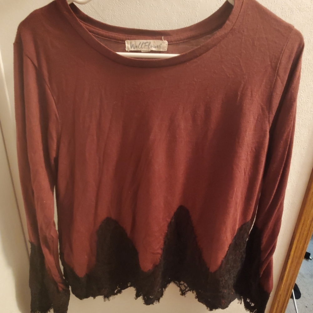 Burgundy Wallflower Long Sleeve Tee